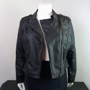 2/$20 Women's Plus Size 16 Faux-Leather Whipstitched Biker Jacket